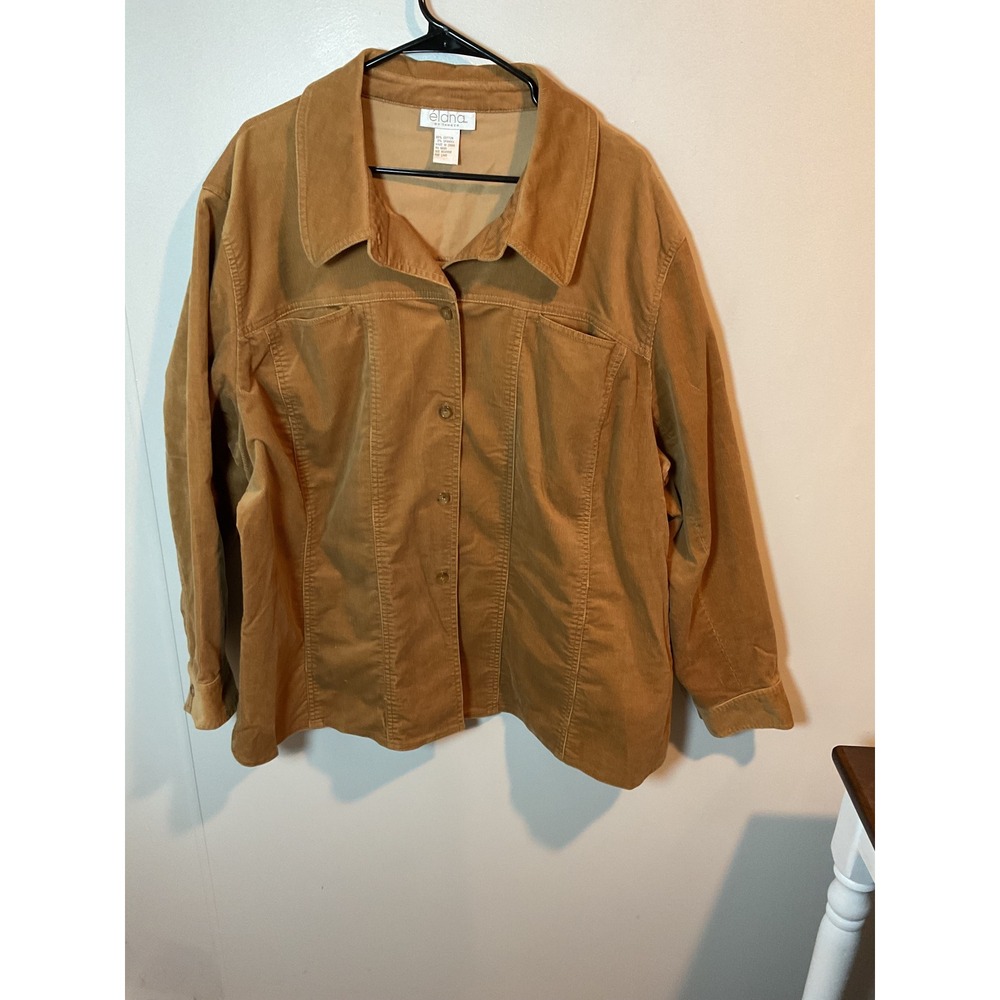 Elana by Tanner Women's Corduroy Button Down Jacket Brown Size 24 Long Sleeve‎